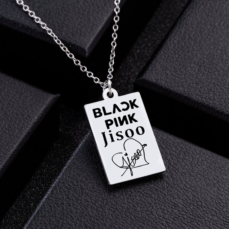 KPOP Signature ID Pendant Necklace Jisoo Lisa Jennie Rose