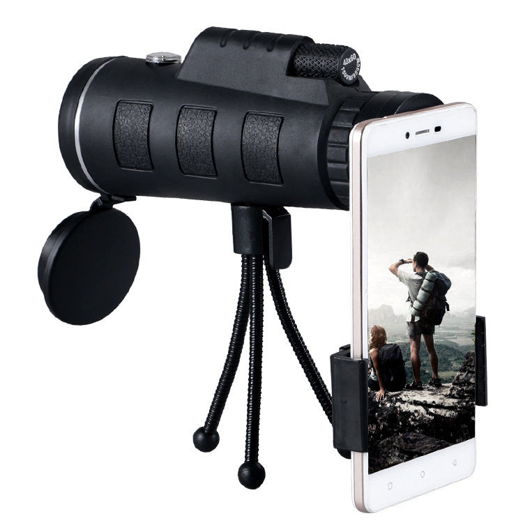 Monocular Telescope Zoom Scope with Compass Phone Clip Tripod, Compatible with Apple.
