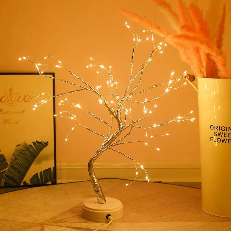 Led Copper Wire Bonsai Tree Light w/Rice Grain or Round Lights