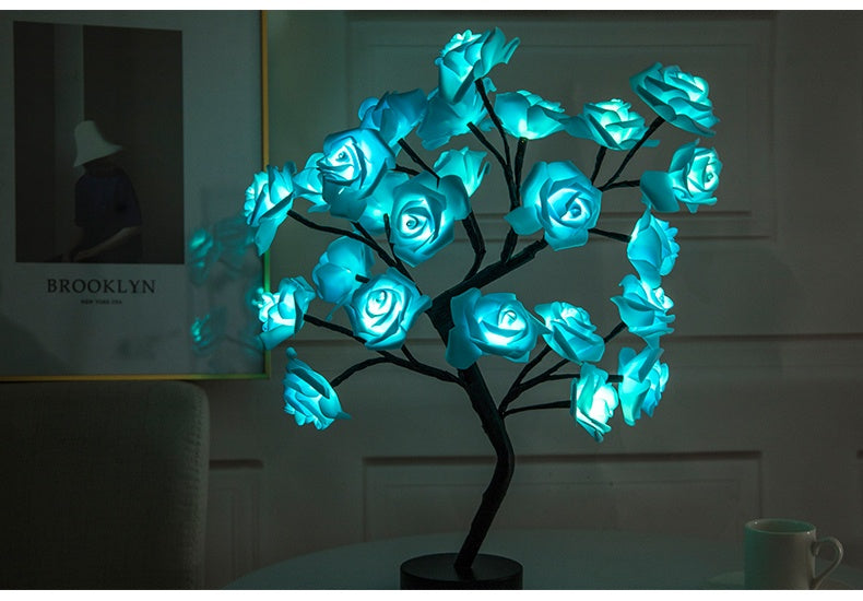 Rose Flower Bonsai Tree Style Table Lamp or Night Light