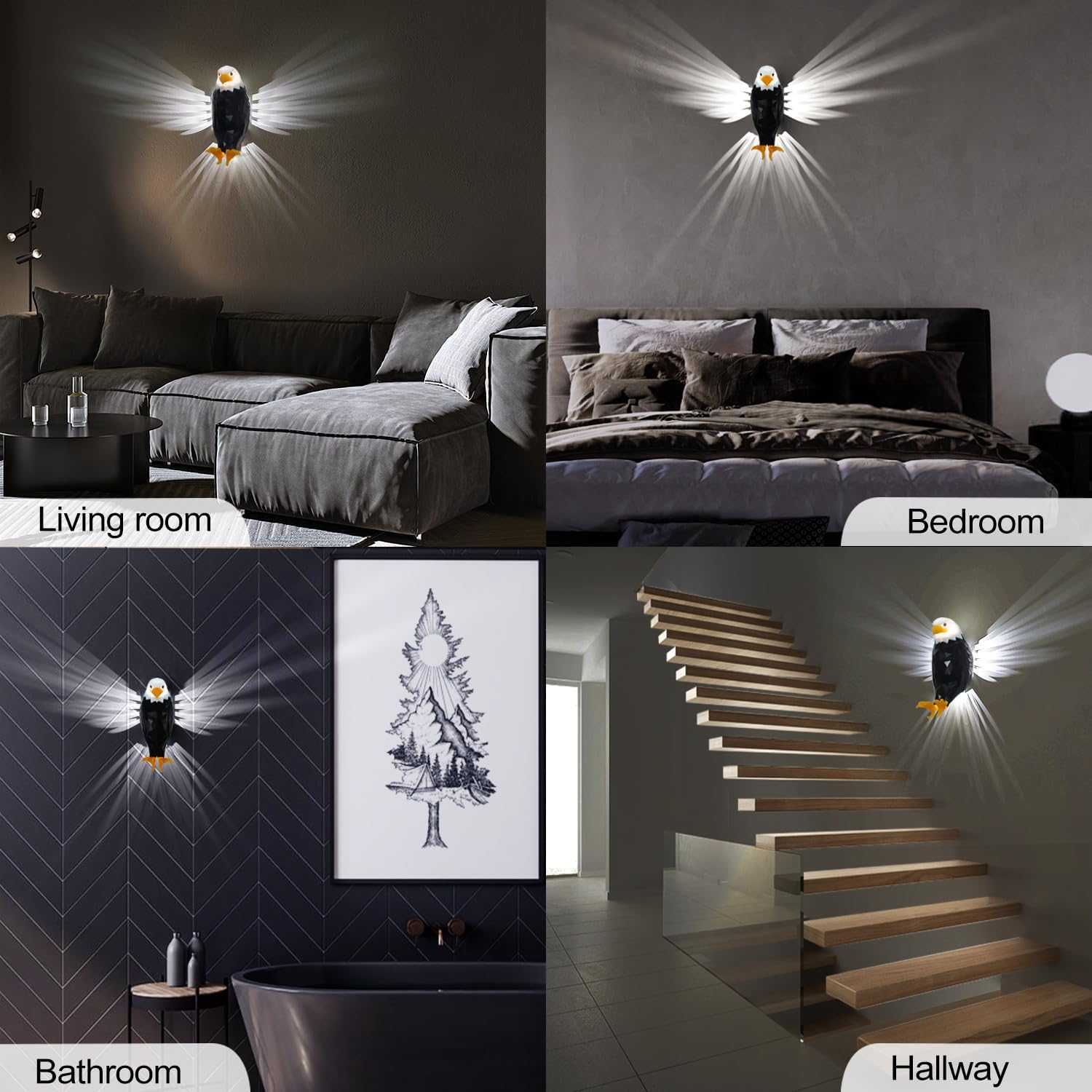 American Bald Eagle Wall Light With Remote Control
