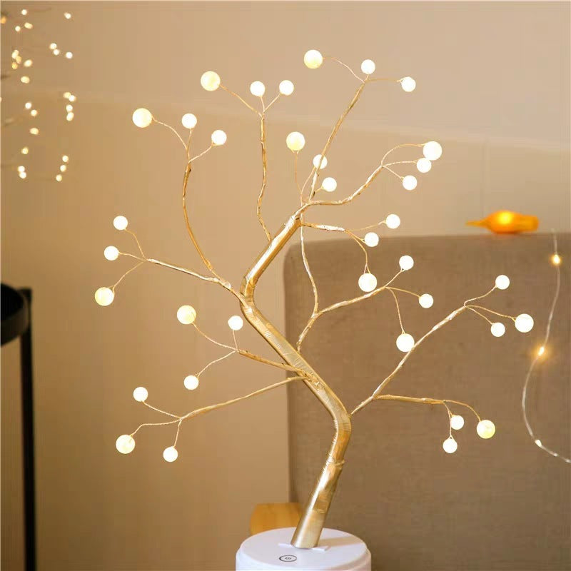 Led Copper Wire Bonsai Tree Light w/Rice Grain or Round Lights