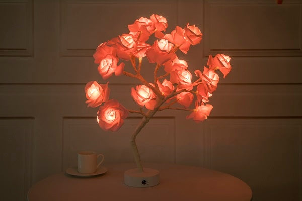 Rose Flower Bonsai Tree Style Table Lamp or Night Light