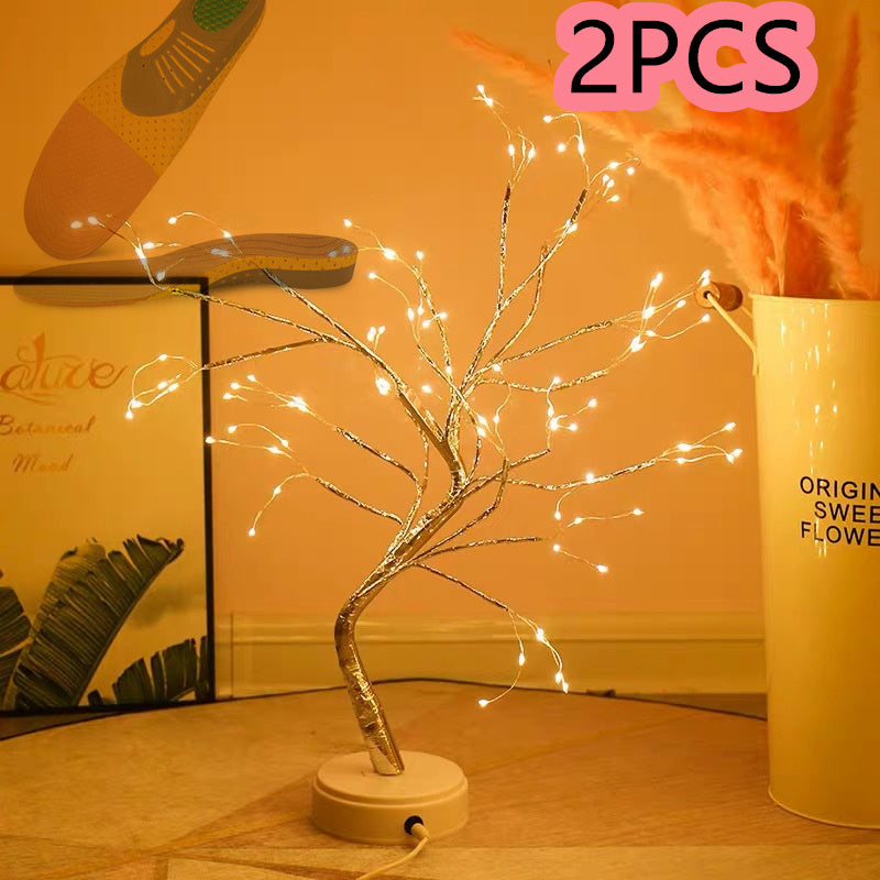 Led Copper Wire Bonsai Tree Light w/Rice Grain or Round Lights