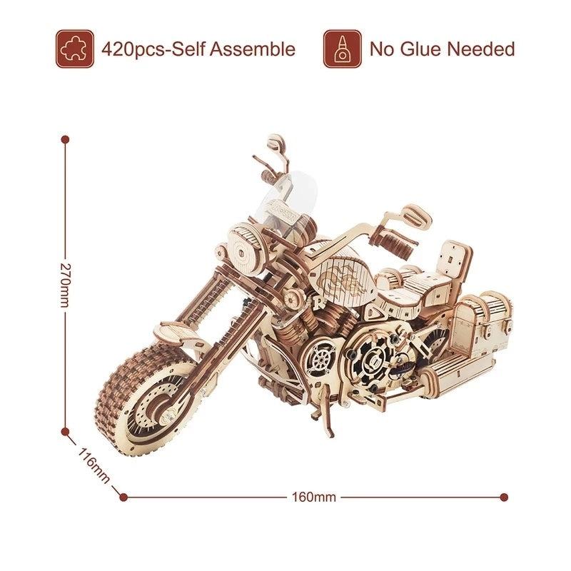 420 Piece Robotime ROKR Cruiser Motorcycle DIY Wooden Model