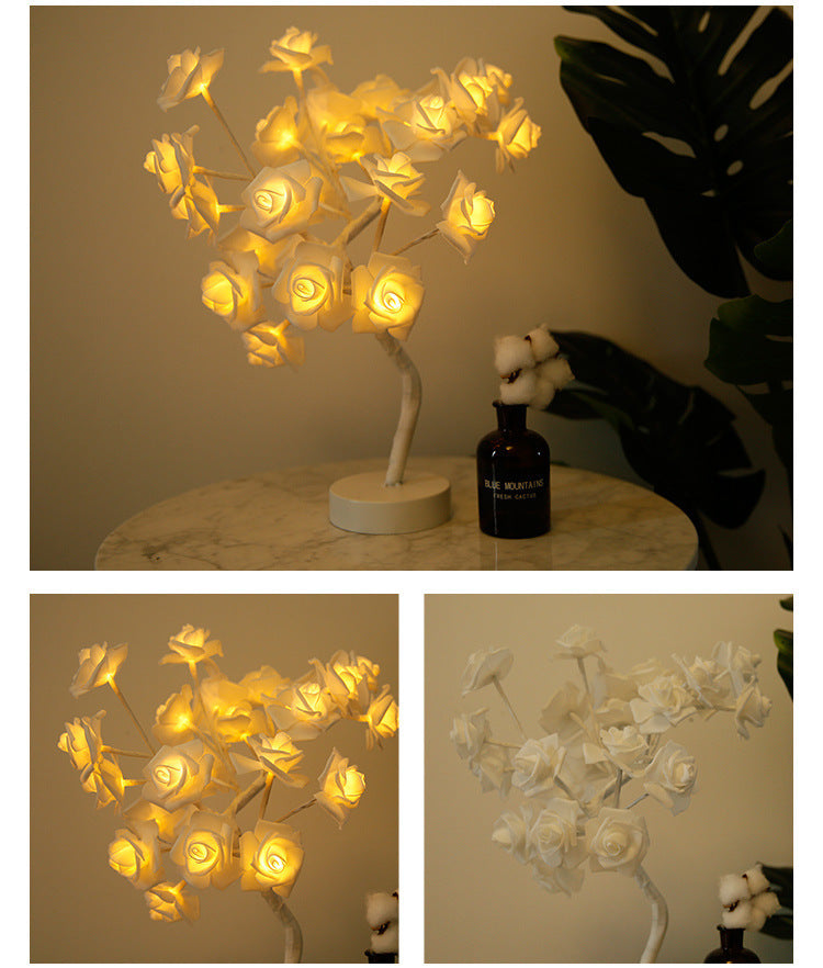 Rose Flower Bonsai Tree Style Table Lamp or Night Light