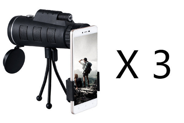 Monocular Telescope Zoom Scope with Compass Phone Clip Tripod, Compatible with Apple.