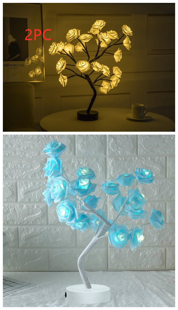 Rose Flower Bonsai Tree Style Table Lamp or Night Light