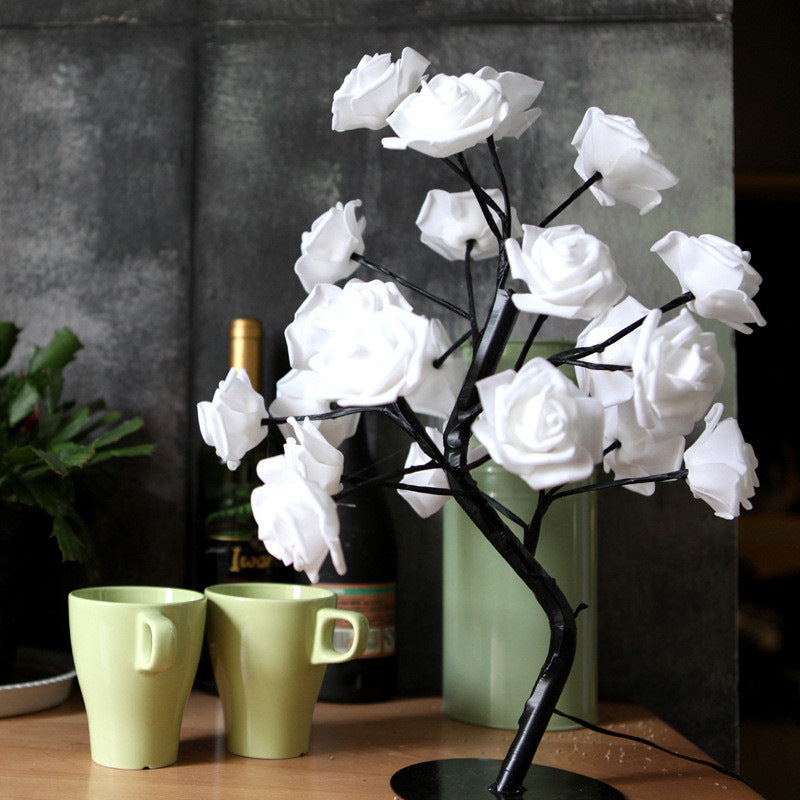 Rose Flower Bonsai Tree Style Table Lamp or Night Light