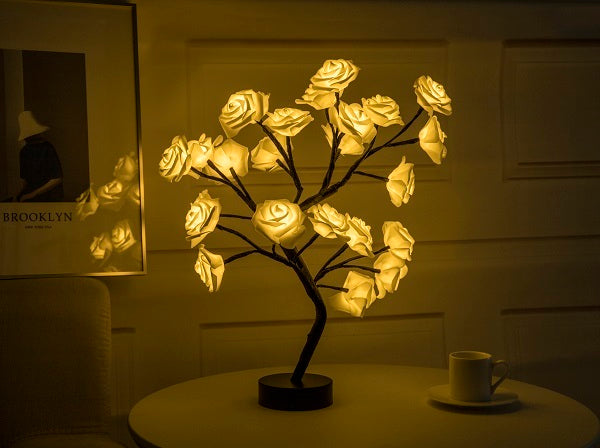 Rose Flower Bonsai Tree Style Table Lamp or Night Light