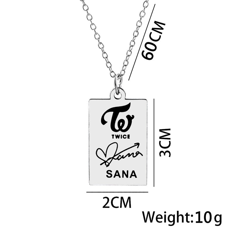 KPOP TWICE Member Signature Stainless Steel Pendant Necklace