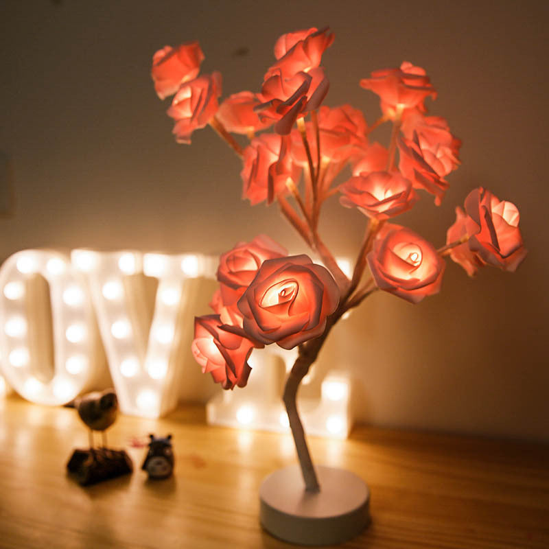 Rose Flower Bonsai Tree Style Table Lamp or Night Light