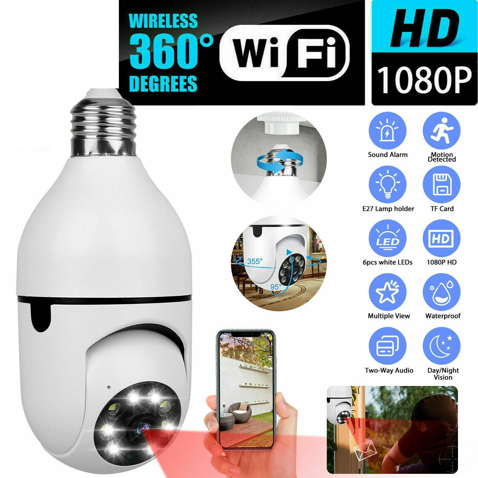 Wireless Light Bulb Camera for Smart Home Security