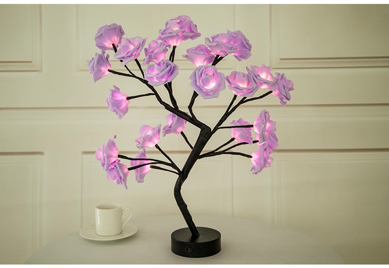 Rose Flower Bonsai Tree Style Table Lamp or Night Light