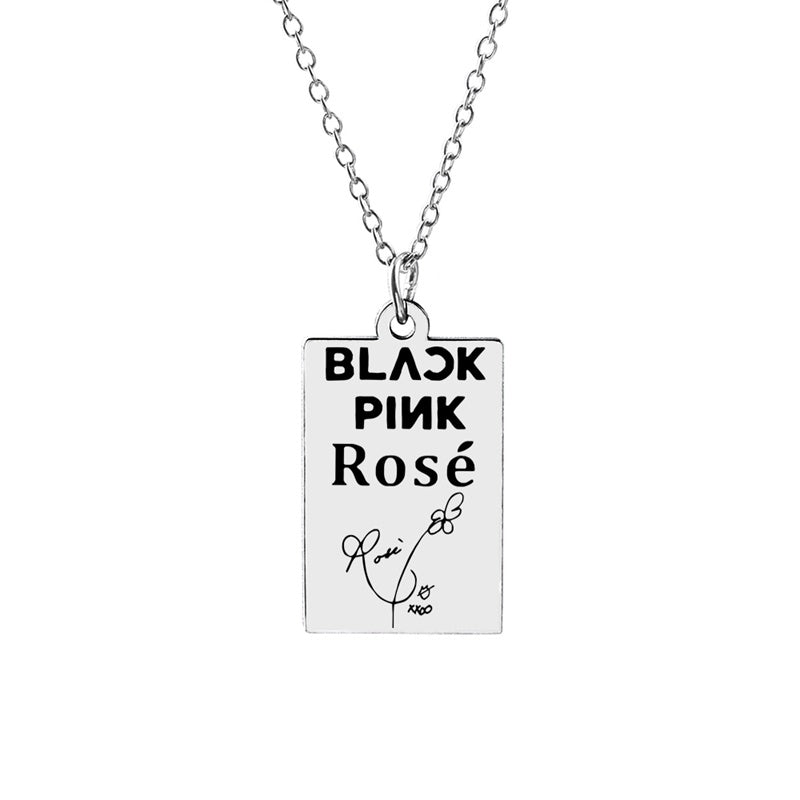 KPOP Signature ID Pendant Necklace Jisoo Lisa Jennie Rose
