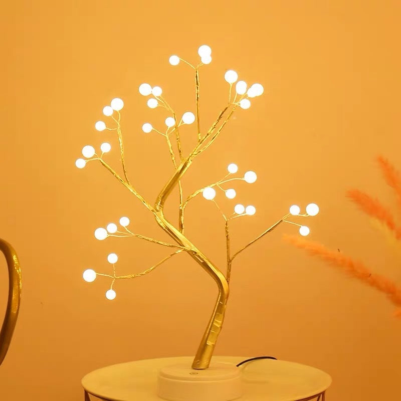 Led Copper Wire Bonsai Tree Light w/Rice Grain or Round Lights