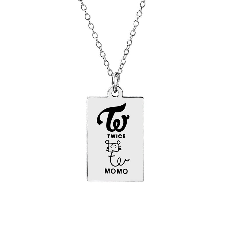 KPOP TWICE Member Signature Stainless Steel Pendant Necklace