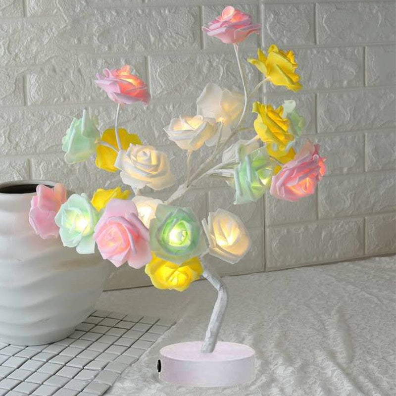 Rose Flower Bonsai Tree Style Table Lamp or Night Light