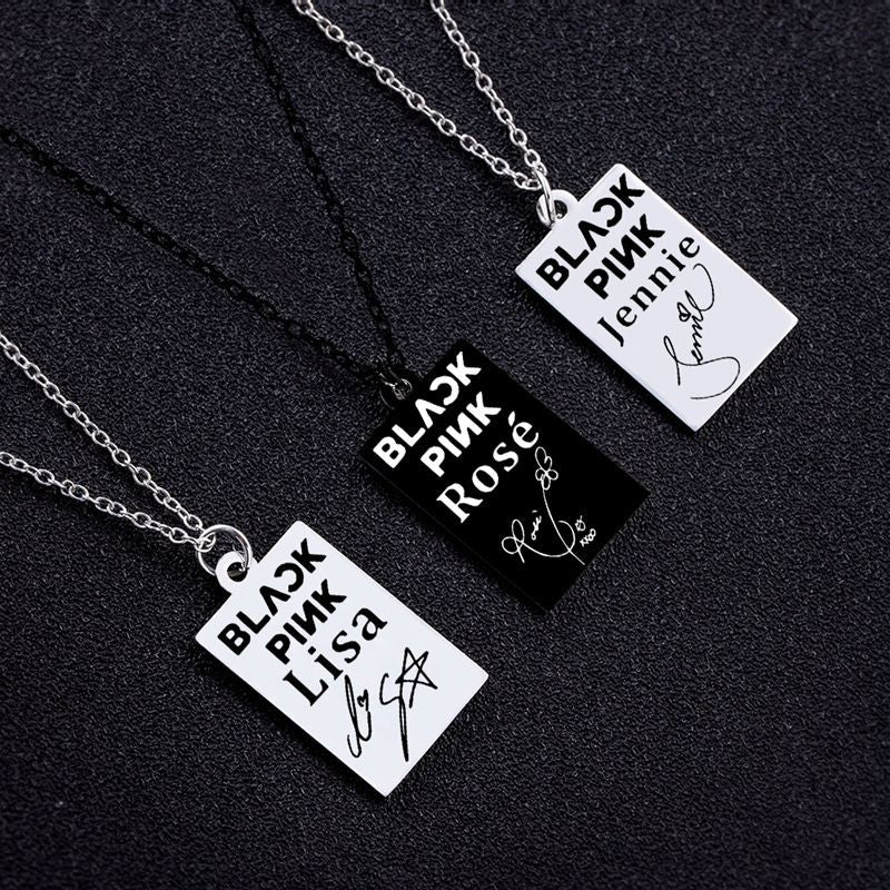KPOP Signature ID Pendant Necklace Jisoo Lisa Jennie Rose