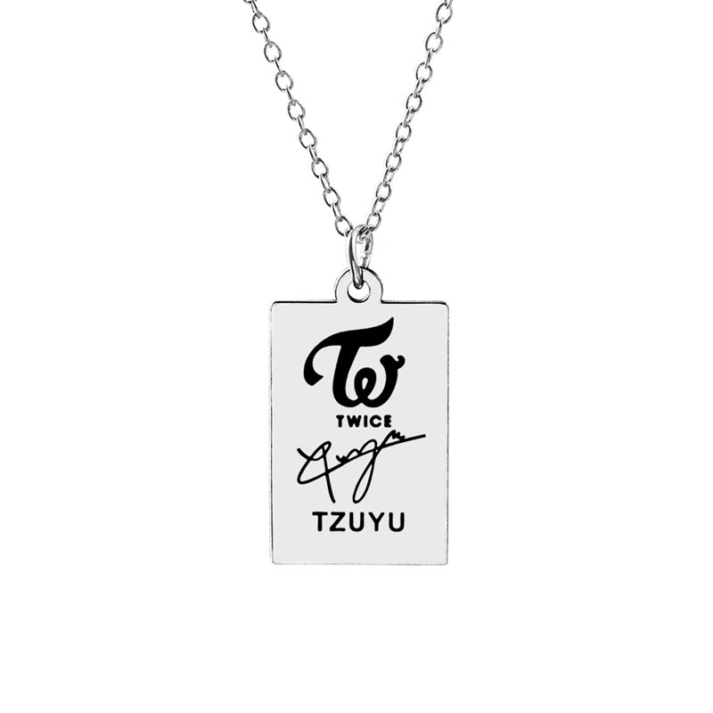 KPOP TWICE Member Signature Stainless Steel Pendant Necklace