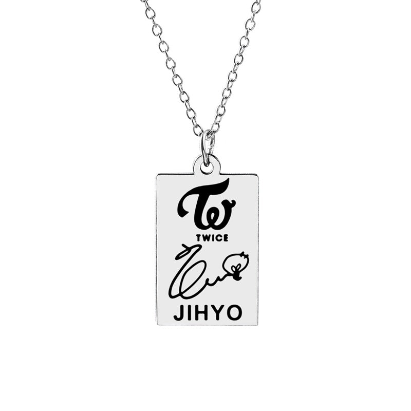 KPOP TWICE Member Signature Stainless Steel Pendant Necklace