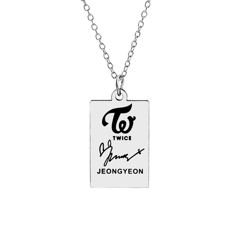 KPOP TWICE Member Signature Stainless Steel Pendant Necklace