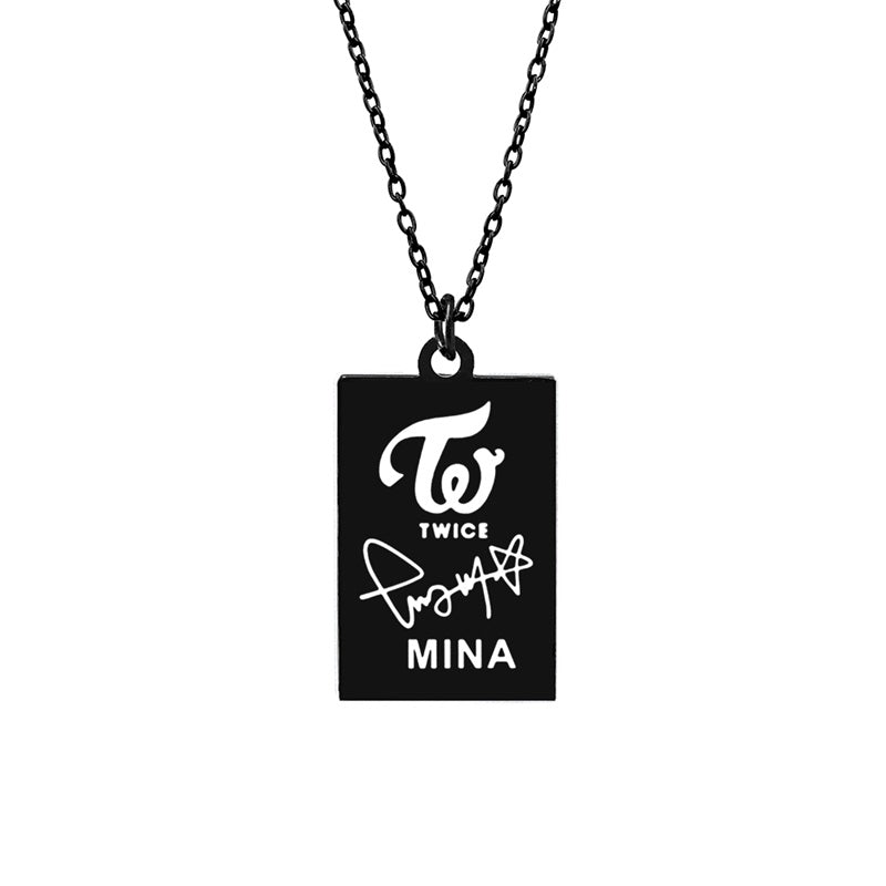 KPOP TWICE Member Signature Stainless Steel Pendant Necklace
