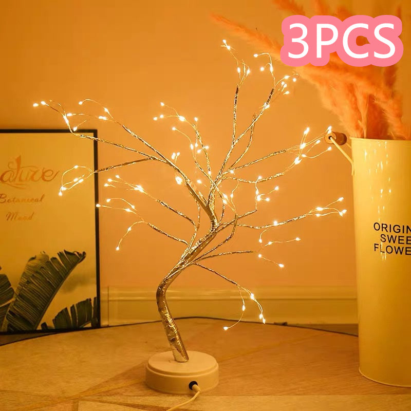 Led Copper Wire Bonsai Tree Light w/Rice Grain or Round Lights
