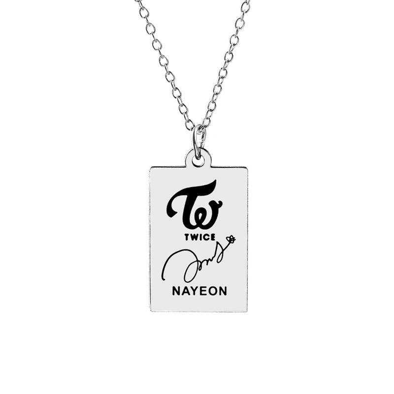 KPOP TWICE Member Signature Stainless Steel Pendant Necklace
