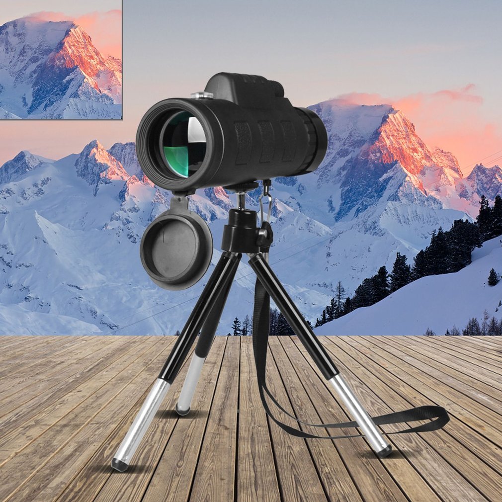 Monocular Telescope Zoom Scope with Compass Phone Clip Tripod, Compatible with Apple.