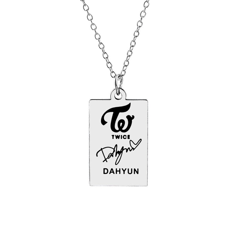 KPOP TWICE Member Signature Stainless Steel Pendant Necklace