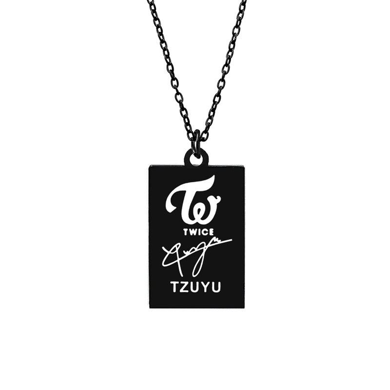 KPOP TWICE Member Signature Stainless Steel Pendant Necklace