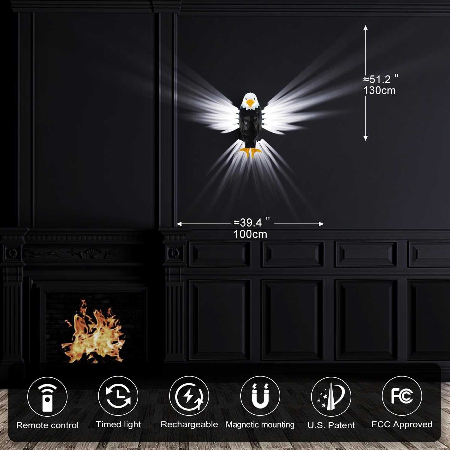 American Bald Eagle Wall Light With Remote Control