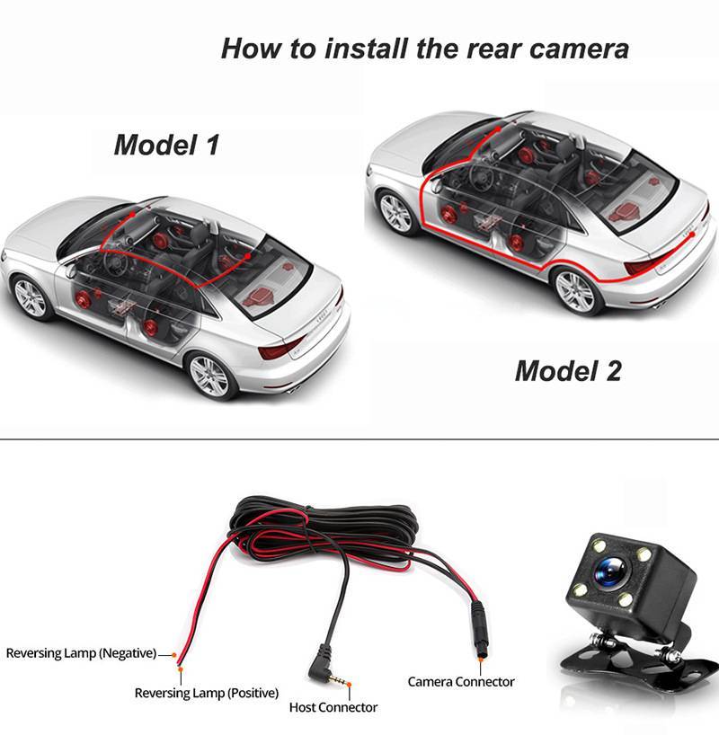 Car Dash Cam Front/Rear/Inside Dual Lens Video Recorder